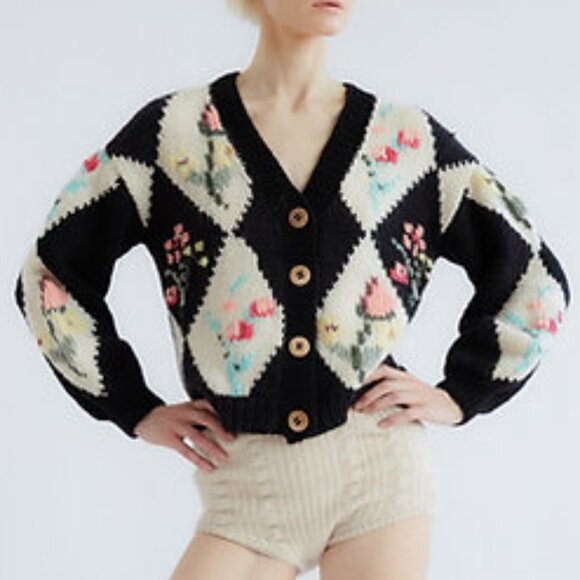 Tach Clothing Tampa Wool Cardigan Black Embroidery Size M - Picture 6 of 7